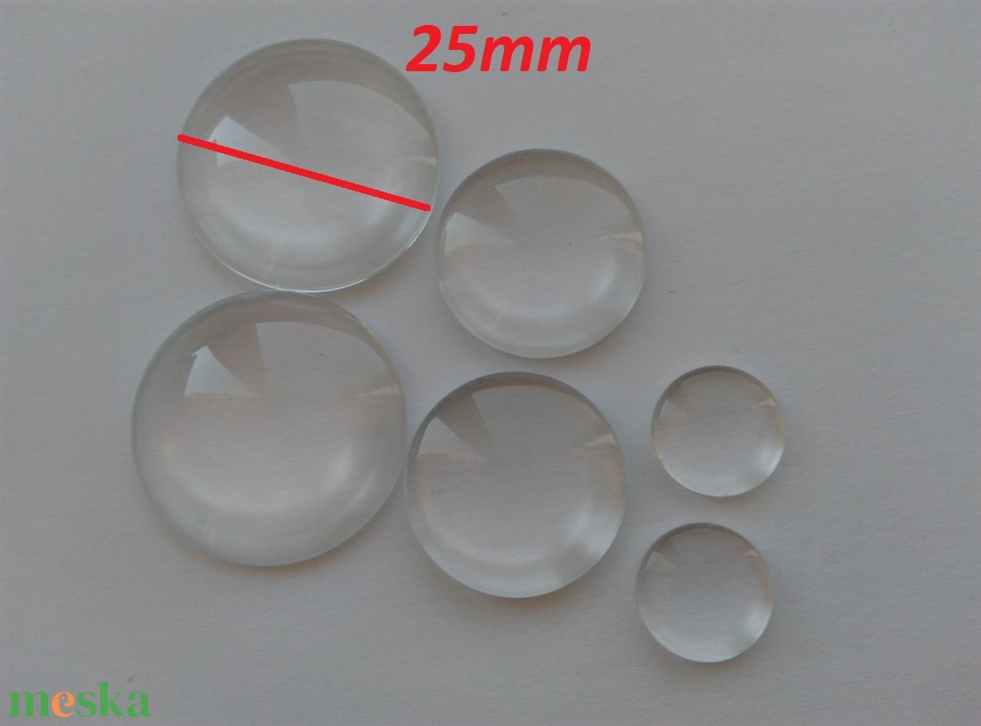 Üveglencse - 25mm - 10 db / csomag - átlátszó - kellékek & szerszámok - gyöngyfűzés kellékek - üveglencse - Meska.hu