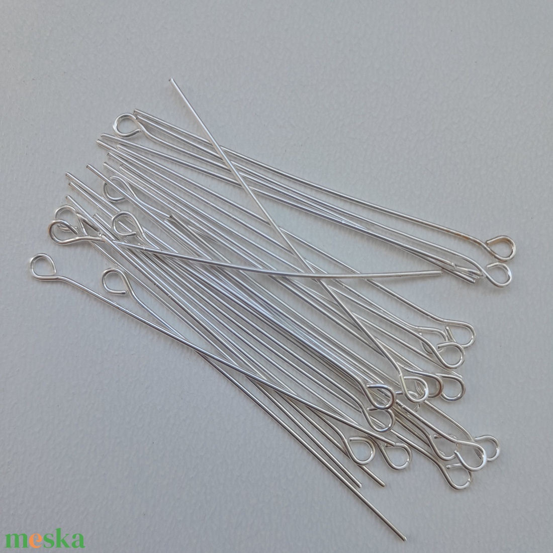 Szemes szerelőpálca - 50mm - ezüst szín - 50 db / csomag - kellékek & szerszámok - gyöngyfűzés kellékek - szerelőpálca - Meska.hu