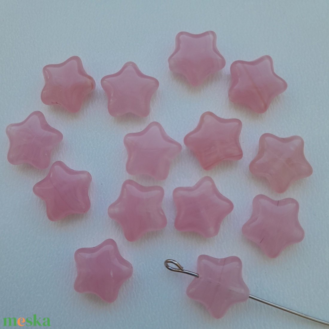 Cseh üveggyöngy csillag - 12mm - 20 db / csomag - rózsaszín - kellékek & szerszámok - gyöngyfűzés kellékek - üveggyöngy - Meska.hu
