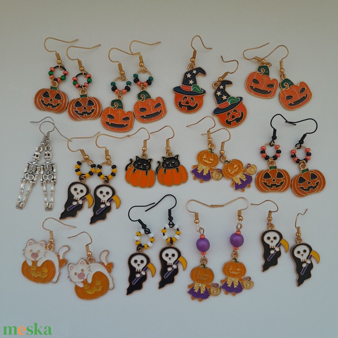 Halloween-fülbevaló - tök-cica - ékszer - fülbevaló - lógó fülbevaló - Meska.hu Halloween-fülbevaló - tök-cica - ékszer - fülbevaló - lógó fülbevaló - Meska.hu
