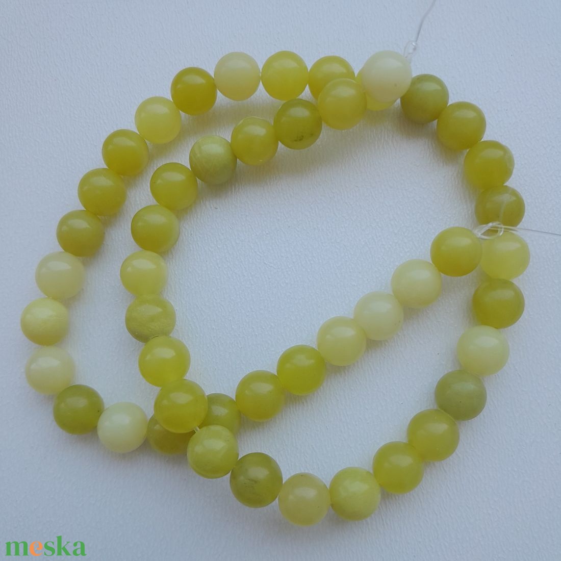 Szerpentin sárga szál - 8mm (44db / szál) - kellékek & szerszámok - ásvány alapanyag - ásványfüzér - Meska.hu