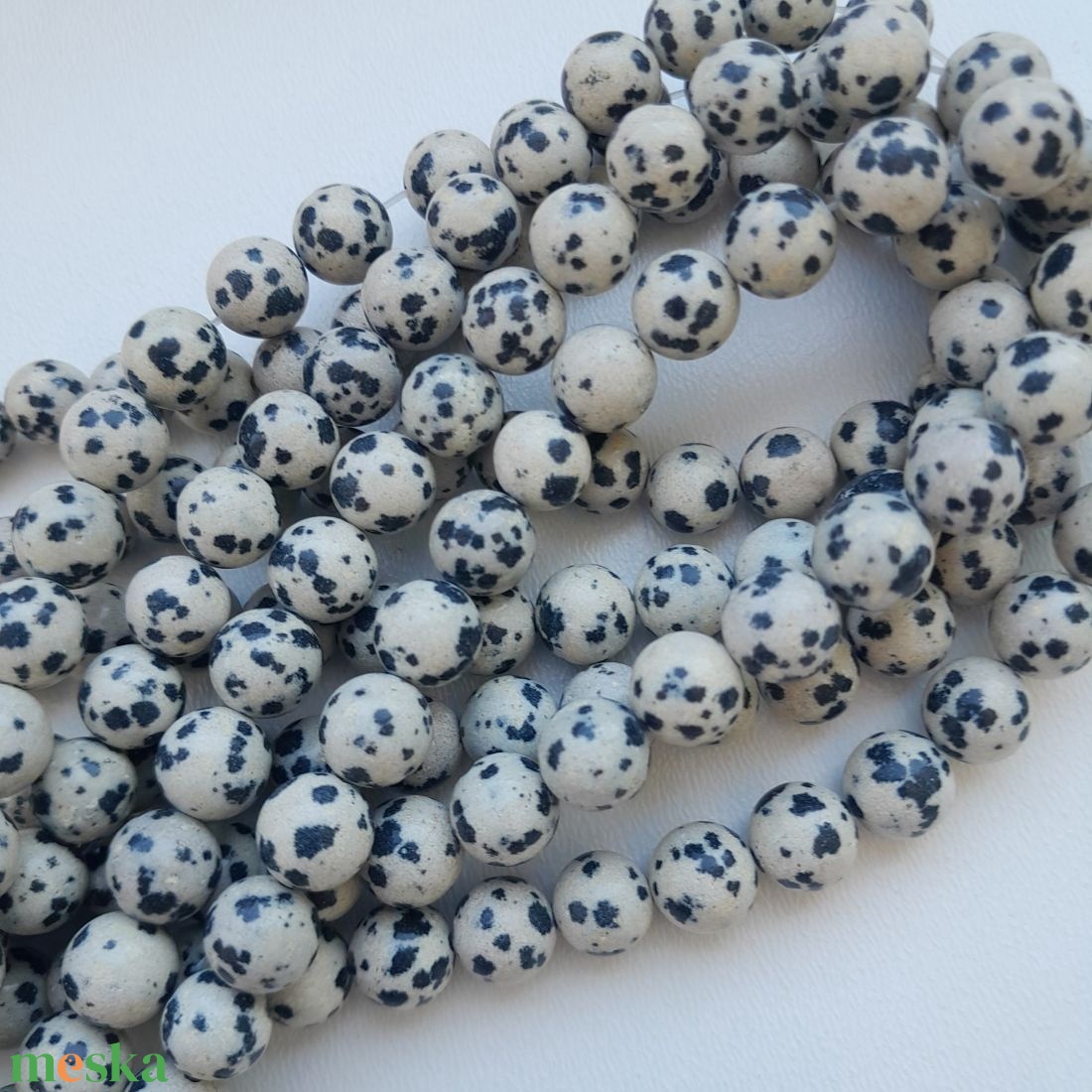 Dalmata jáspis szál - 8mm (44db / szál) - kellékek & szerszámok - ásvány alapanyag - ásványfüzér - Meska.hu Dalmata jáspis szál - 8mm (44db / szál) - kellékek & szerszámok - ásvány alapanyag - ásványfüzér - Meska.hu