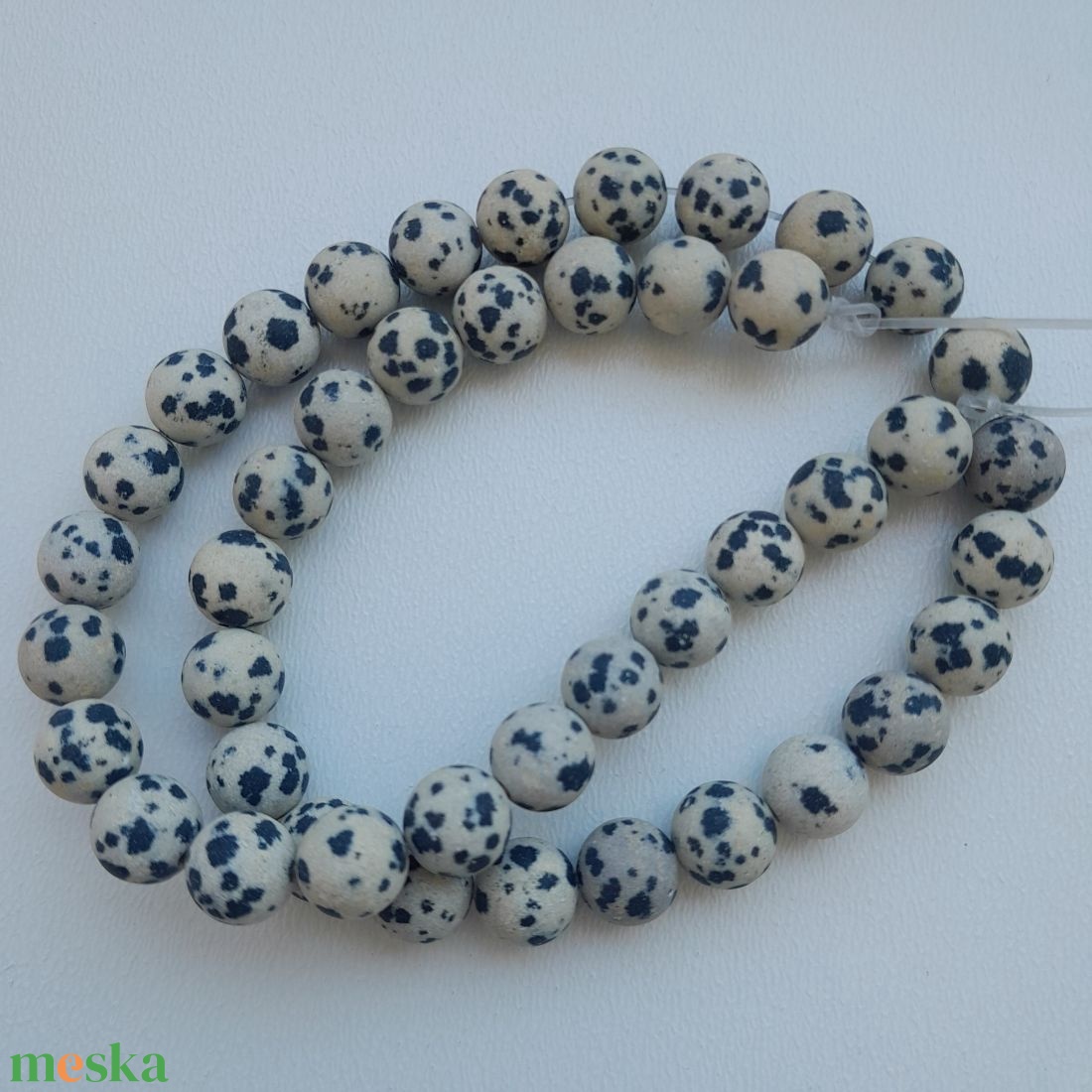 Dalmata jáspis matt szál - 8mm (44db / szál) - kellékek & szerszámok - ásvány alapanyag - ásványfüzér - Meska.hu Dalmata jáspis matt szál - 8mm (44db / szál) - kellékek & szerszámok - ásvány alapanyag - ásványfüzér - Meska.hu