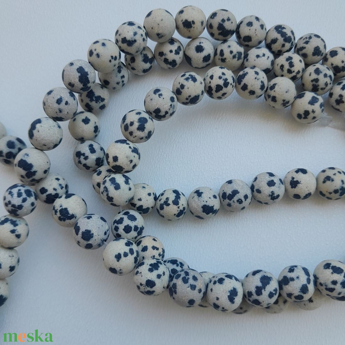 Dalmata jáspis matt szál - 8mm (44db / szál) - kellékek & szerszámok - ásvány alapanyag - ásványfüzér - Meska.hu Dalmata jáspis matt szál - 8mm (44db / szál) - kellékek & szerszámok - ásvány alapanyag - ásványfüzér - Meska.hu