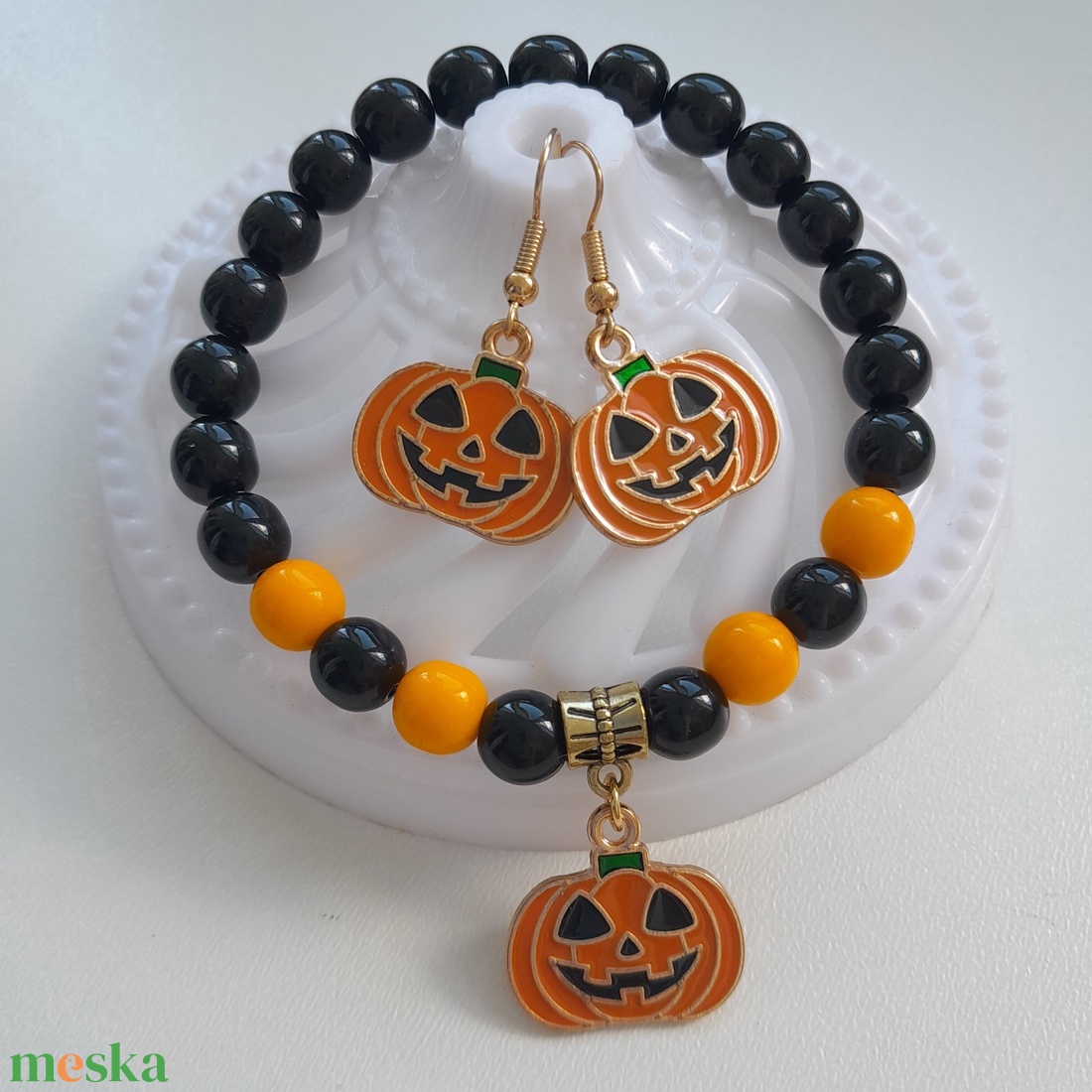 Sütőtök ékszerszett - karkötő, fülbevaló - ékszer - ékszerszett - Meska.hu