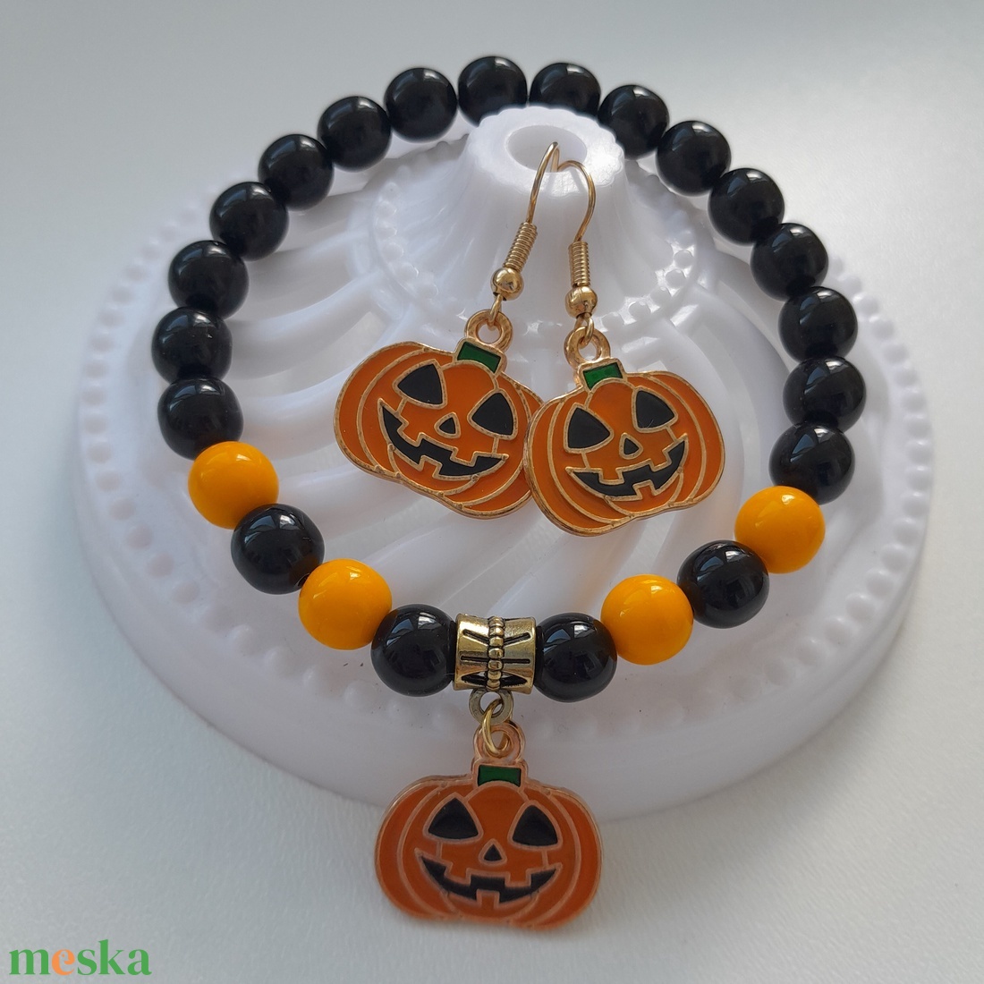 Sütőtök ékszerszett - karkötő, fülbevaló - ékszer - ékszerszett - Meska.hu