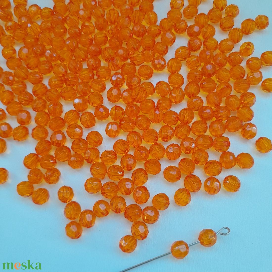 Akrilgyöngy - 6mm - narancs - választható kiszerelés - kellékek & szerszámok - gyöngyfűzés kellékek - műanyag gyöngy - Meska.hu