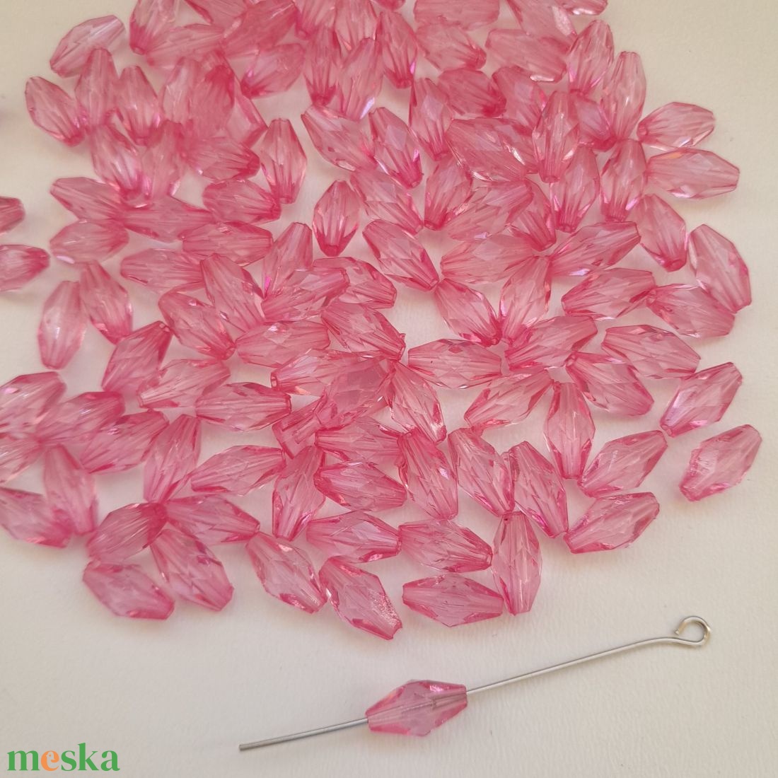 Akrilgyöngy - 10x5mm - rózsaszín - választható kiszerelés - kellékek & szerszámok - gyöngyfűzés kellékek - műanyag gyöngy - Meska.hu