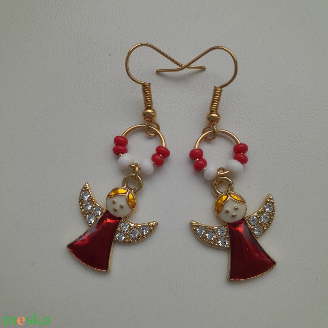 Karácsonyi fülbevaló - angyalka - ékszer - fülbevaló - lógó fülbevaló - Meska.hu