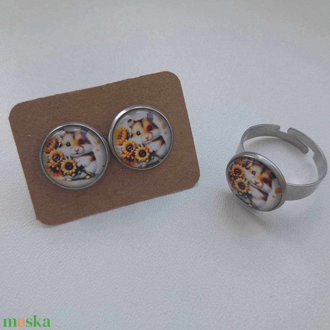 Hörcsögös üveglencsés ékszer - ékszer - ékszerszett - Meska.hu