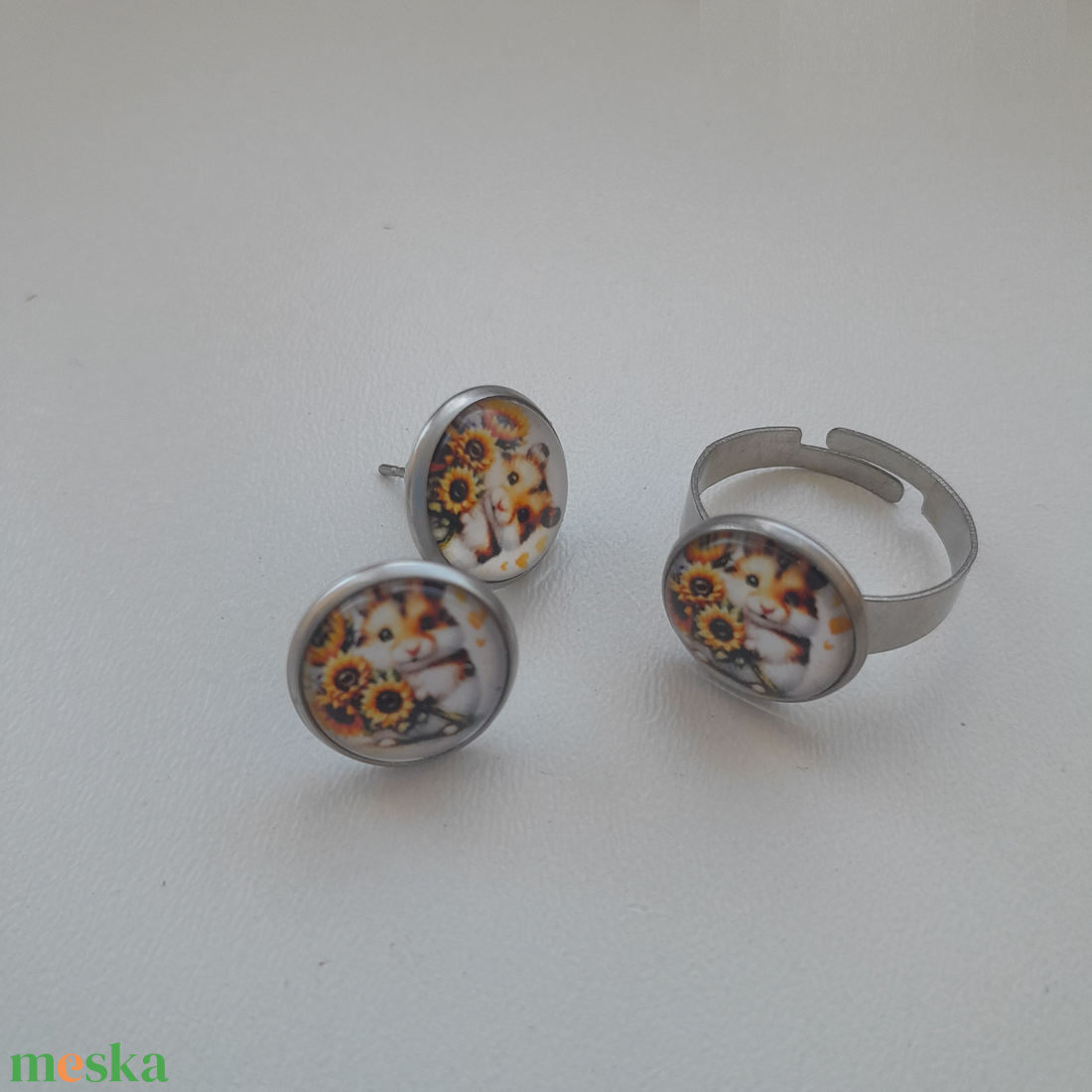 Hörcsögös üveglencsés ékszer - ékszer - ékszerszett - Meska.hu