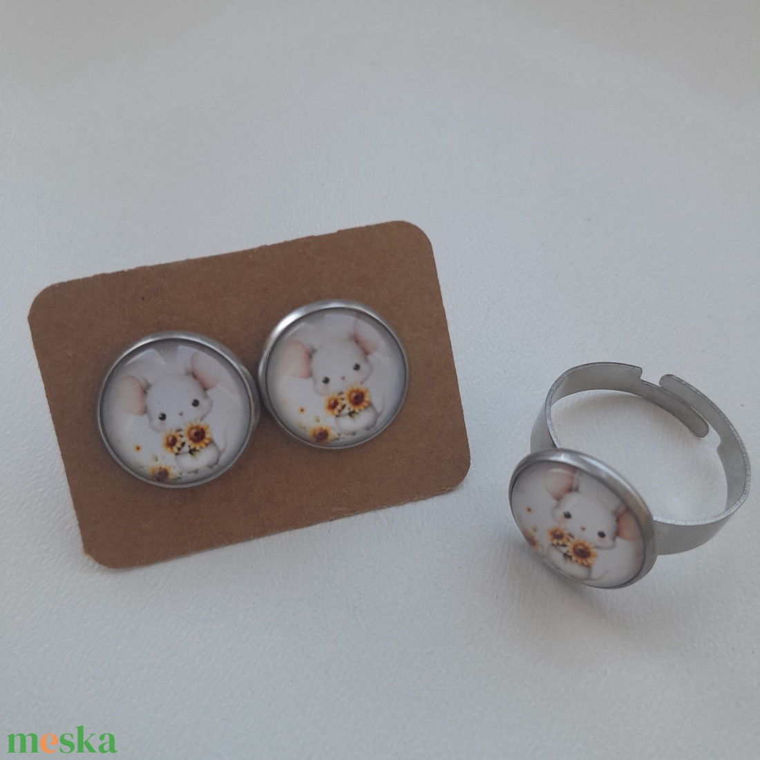 Egérkés üveglencsés ékszer - ékszer - ékszerszett - Meska.hu