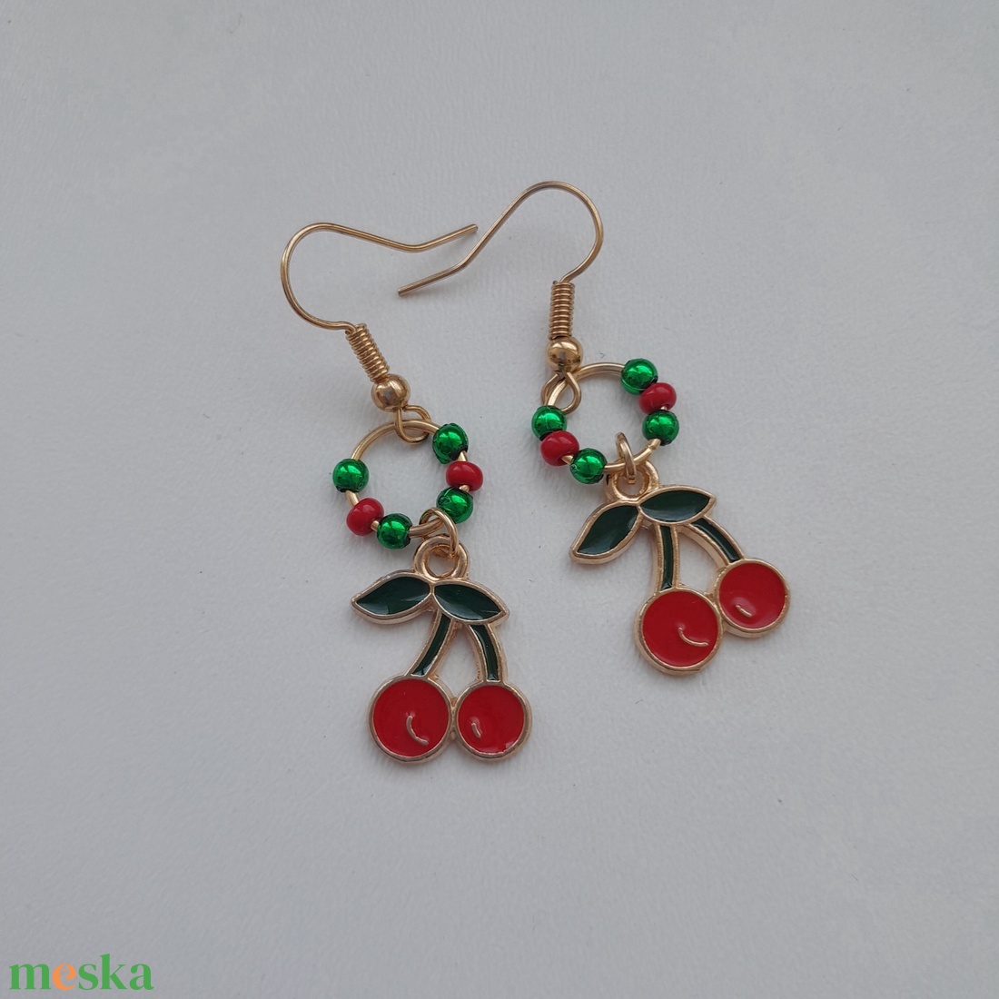 Fülbevaló - cseresznye - ékszer - fülbevaló - lógó fülbevaló - Meska.hu