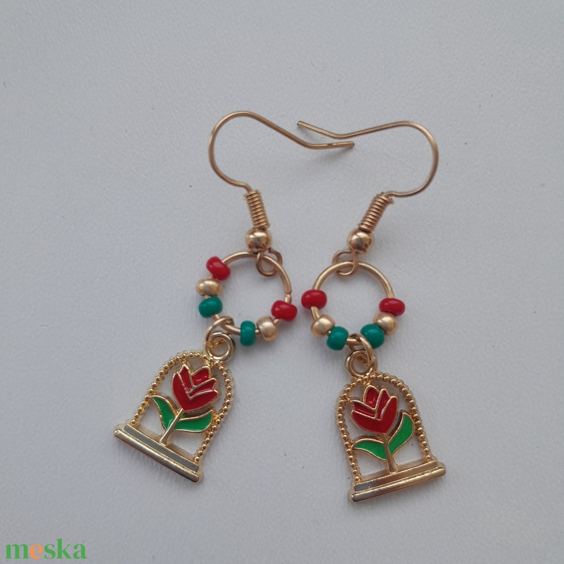 Fülbevaló - virág - ékszer - fülbevaló - lógó fülbevaló - Meska.hu