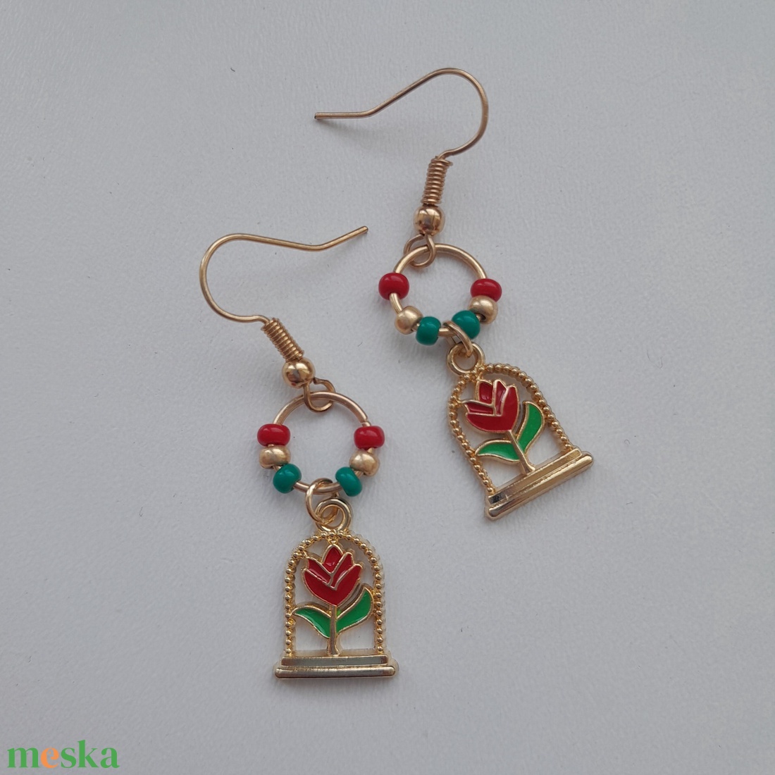 Fülbevaló - virág - ékszer - fülbevaló - lógó fülbevaló - Meska.hu