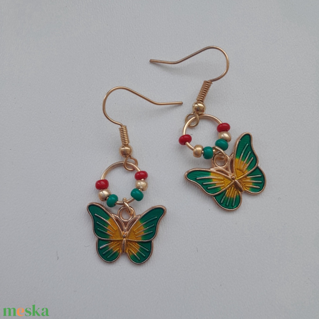 Fülbevaló - pillangó - ékszer - fülbevaló - lógó fülbevaló - Meska.hu