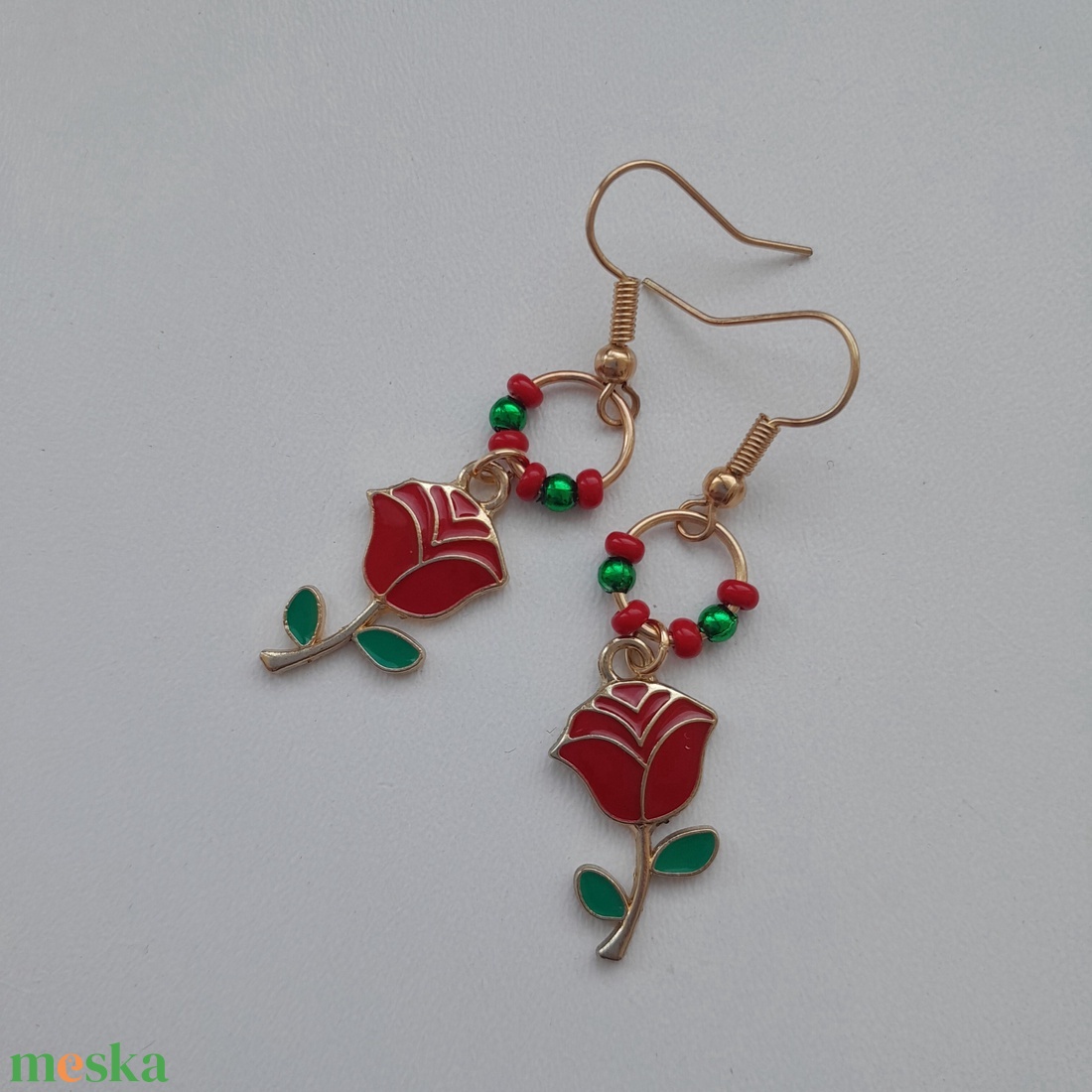 Fülbevaló - virágos - ékszer - fülbevaló - lógó fülbevaló - Meska.hu