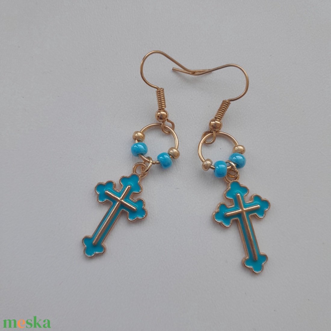 Fülbevaló - kereszt - ékszer - fülbevaló - lógó fülbevaló - Meska.hu
