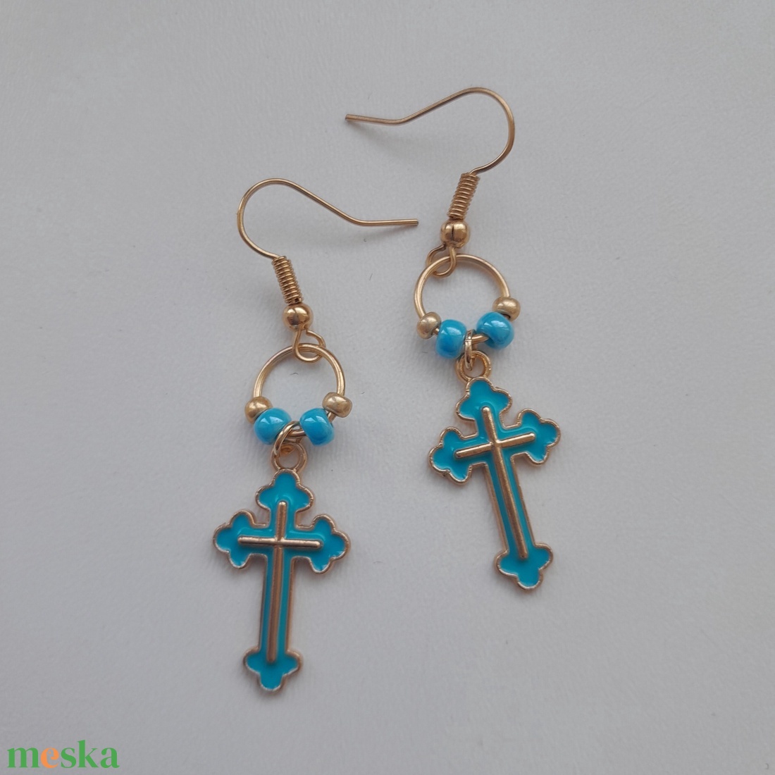 Fülbevaló - kereszt - ékszer - fülbevaló - lógó fülbevaló - Meska.hu