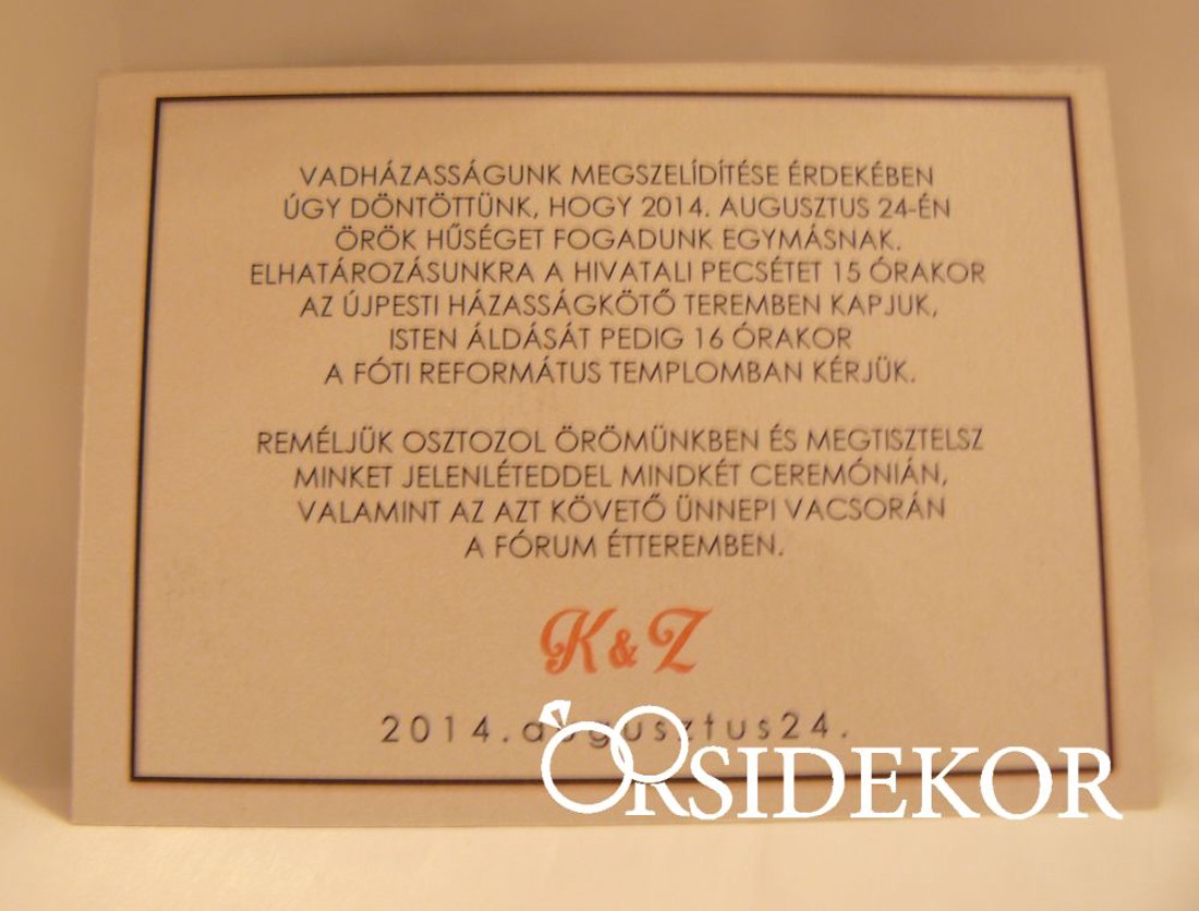 Fényképes esküvői meghívó, egylapos - esküvő - meghívó & kártya - meghívó - Meska.hu