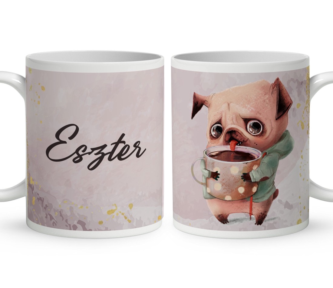 Kérd a Neveddel - Kávés kutyus mintás bögre - otthon & életmód - konyhafelszerelés, tálalás - tálalás - bögre & csésze - Meska.hu