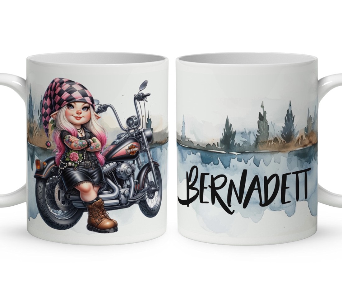 Névvel kérhető - Várok Rád - Motoros manó lány mintás bögre - otthon & életmód - konyhafelszerelés, tálalás - tálalás - bögre & csésze - Meska.hu