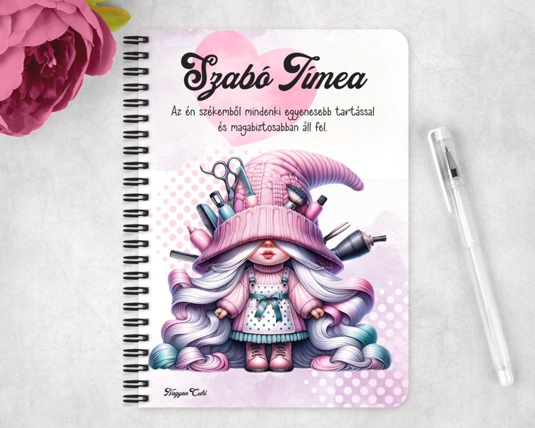 Személyre szabható - Cuki Fodrász manólány mintás A5-ös füzet - otthon & életmód - papír, írószer - jegyzetfüzet & napló - Meska.hu
