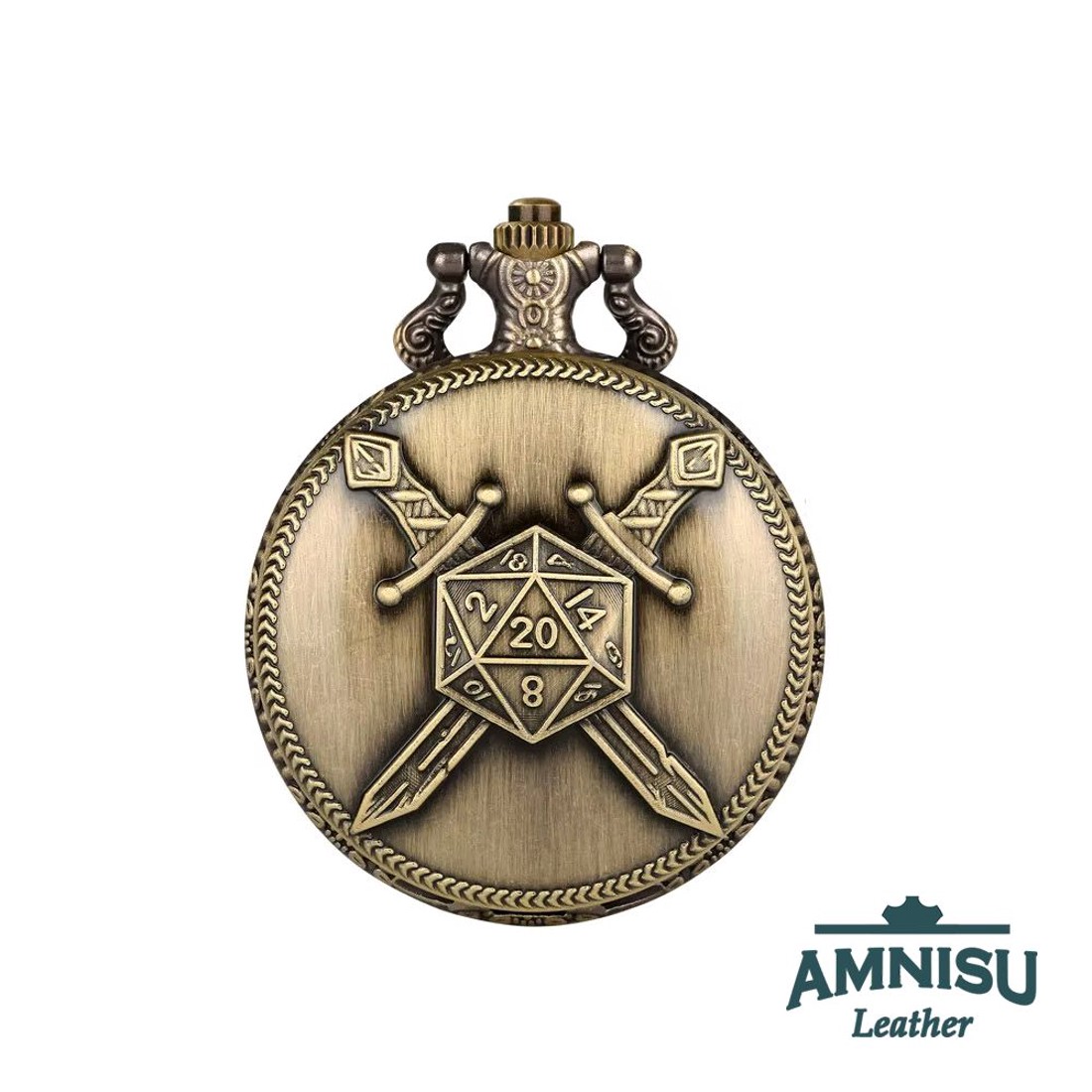 Bronz d20 karddal mini fém kockaszett zsebóra tokban - játék & sport - szerepjáték - Meska.hu