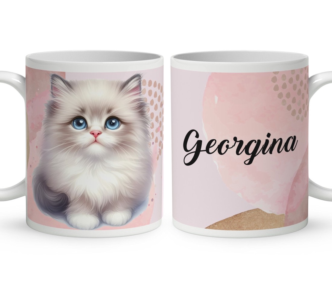 Kérd a Neveddel - Hógolyó cuki cica mintás bögre - otthon & életmód - konyhafelszerelés, tálalás - tálalás - bögre & csésze - Meska.hu