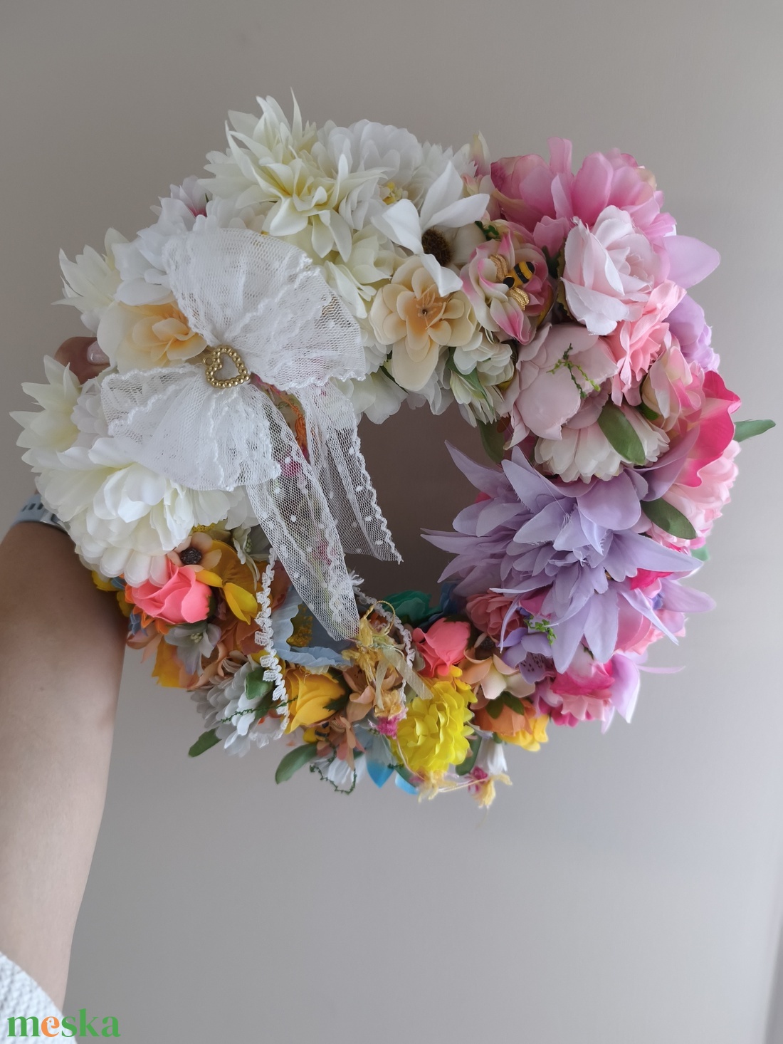 Selyemvirágos kopogtató  - otthon & életmód - dekoráció - ajtó- és ablak dekoráció - ajtódísz & kopogtató - Meska.hu