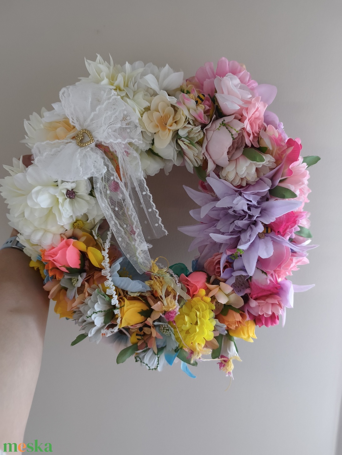 Selyemvirágos kopogtató  - otthon & életmód - dekoráció - ajtó- és ablak dekoráció - ajtódísz & kopogtató - Meska.hu