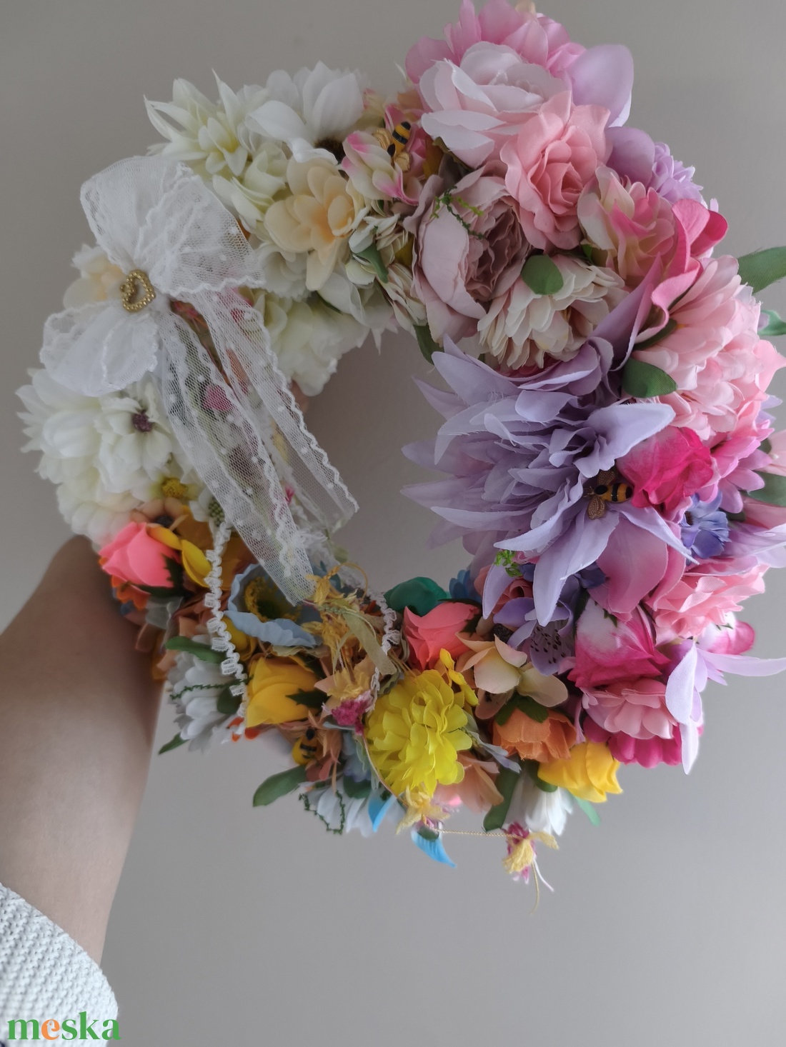 Selyemvirágos kopogtató  - otthon & életmód - dekoráció - ajtó- és ablak dekoráció - ajtódísz & kopogtató - Meska.hu