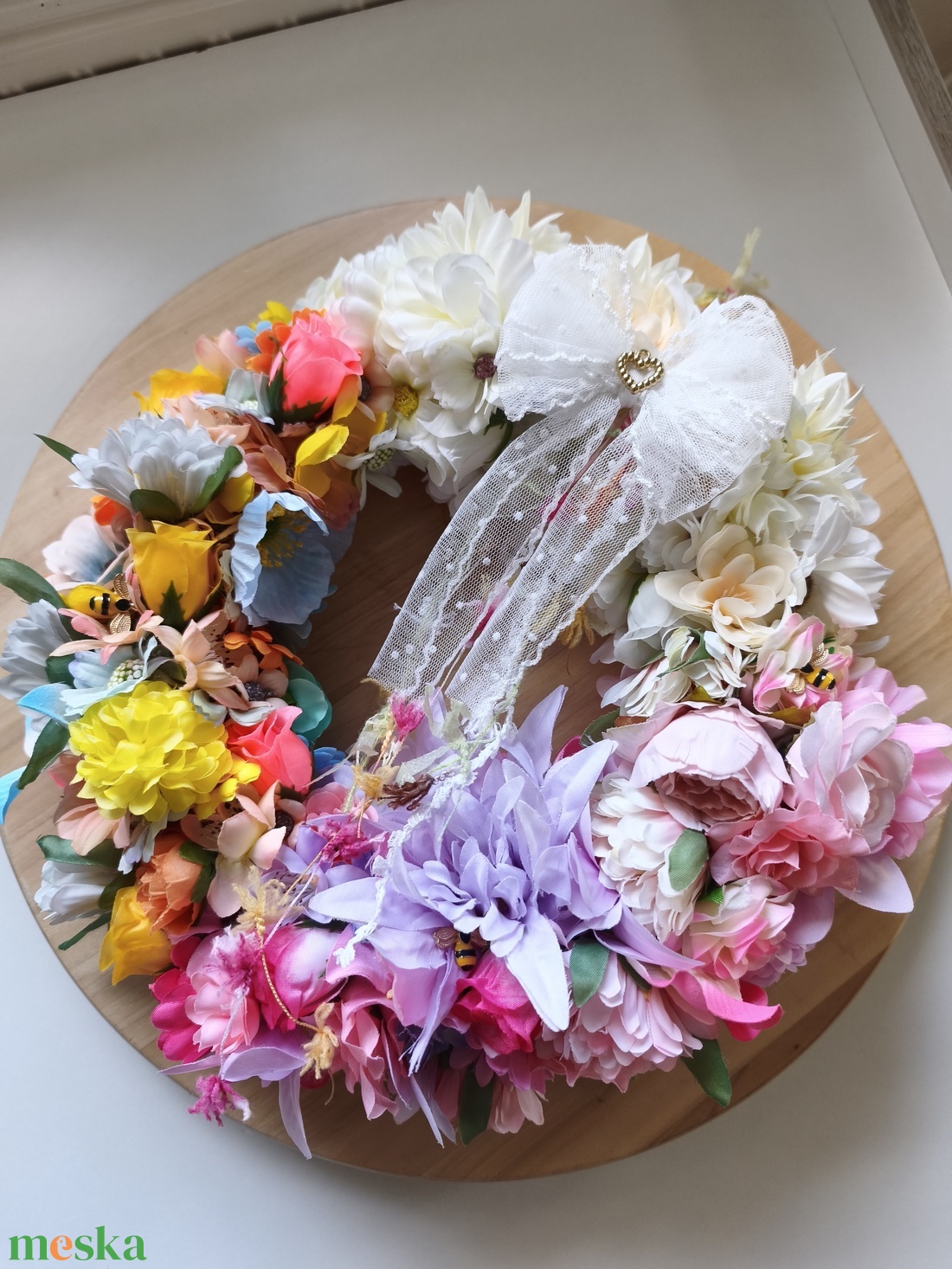 Selyemvirágos kopogtató  - otthon & életmód - dekoráció - ajtó- és ablak dekoráció - ajtódísz & kopogtató - Meska.hu