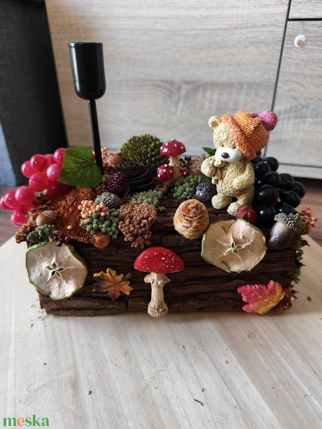 Septembear�-gyertyatartós őszibasztaldísz - otthon & életmód - dekoráció - asztal és polc dekoráció - asztaldísz - Meska.hu
