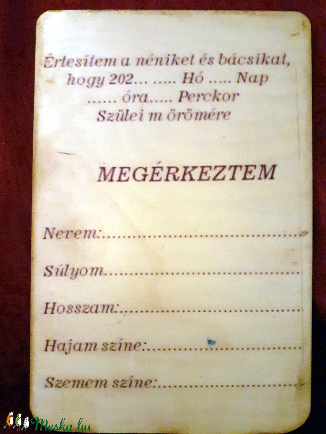 Megérkeztem gólyás - üdvözlőlap fából - otthon & életmód - papír, írószer - egyedi szerkesztés - Meska.hu Megérkeztem gólyás - üdvözlőlap fából - otthon & életmód - papír, írószer - egyedi szerkesztés - Meska.hu