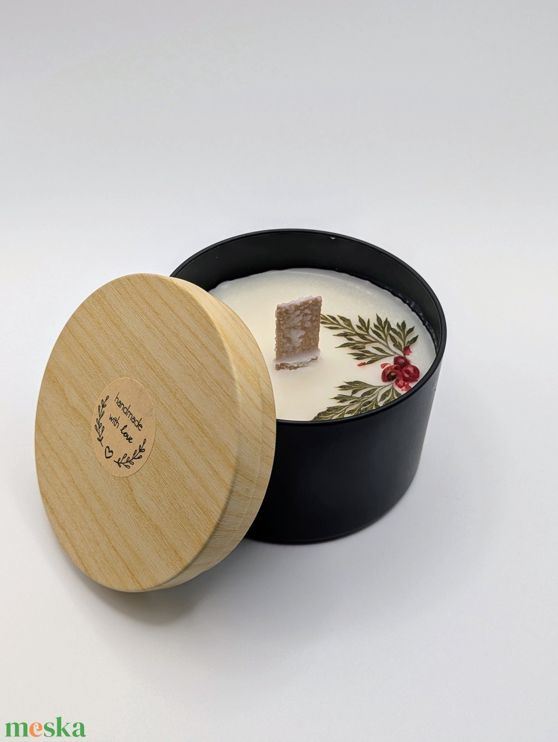 Mézeskalács illatú szójagyertya fa kanóccal - otthon & életmód - gyertya, illat, aroma - gyertya - Meska.hu