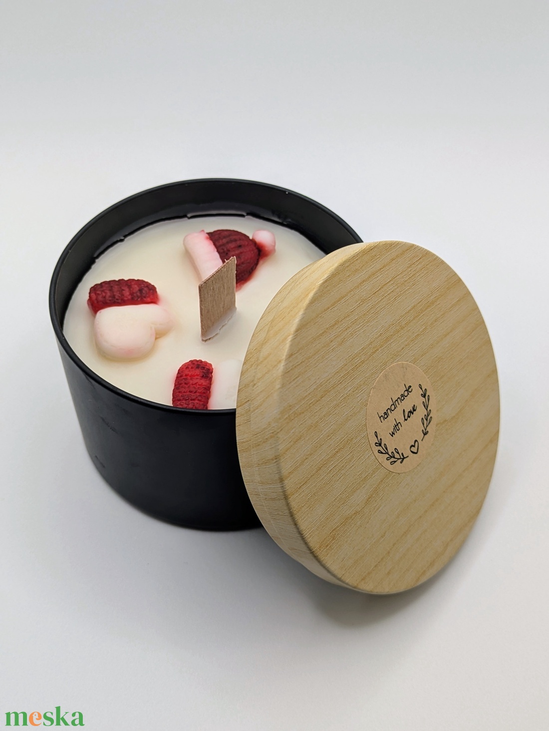 Almáspite illatú szójagyertya fa kanóccal - otthon & életmód - gyertya, illat, aroma - gyertya - Meska.hu