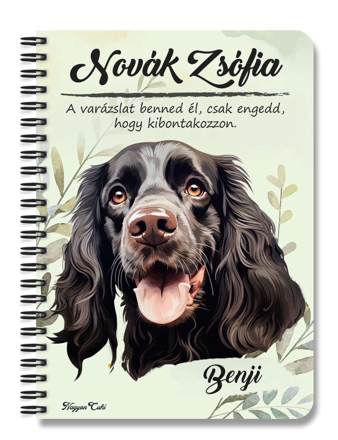 Személyre szabható - Fekete angol cocker spániel portré mintás A6-os füzet - otthon & életmód - papír, írószer - jegyzetfüzet & napló - Meska.hu