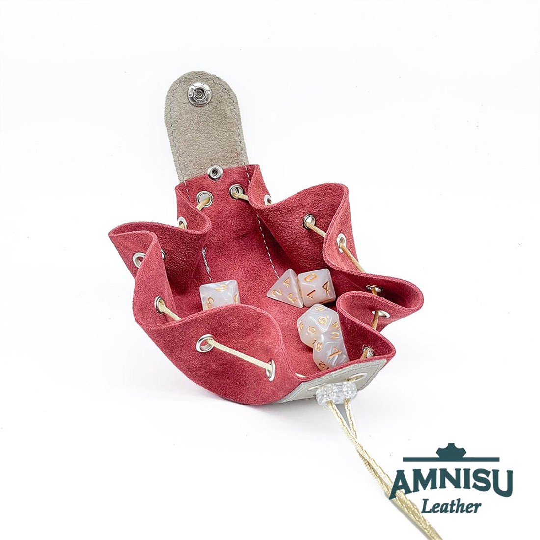 Szürke - téglapiros bőr mini 2in1 szütyő és kockatálca N8014-5014 - játék & sport - táblajáték és kártyajáték - társasjátékok - dobókocka - Meska.hu