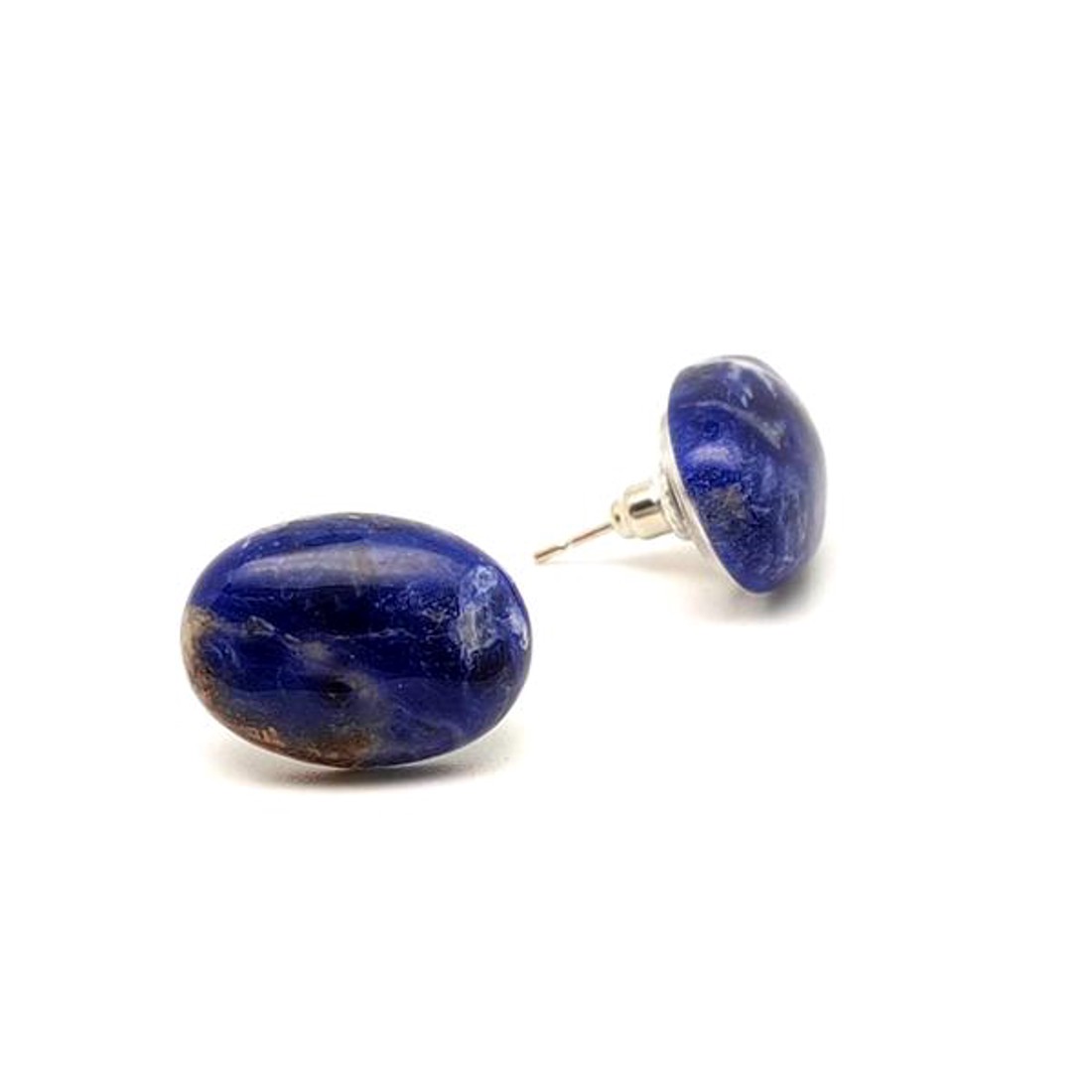 Fülbevaló ovális szodalit 4-5x6-7mm - ékszer - fülbevaló - pötty fülbevaló - Meska.hu