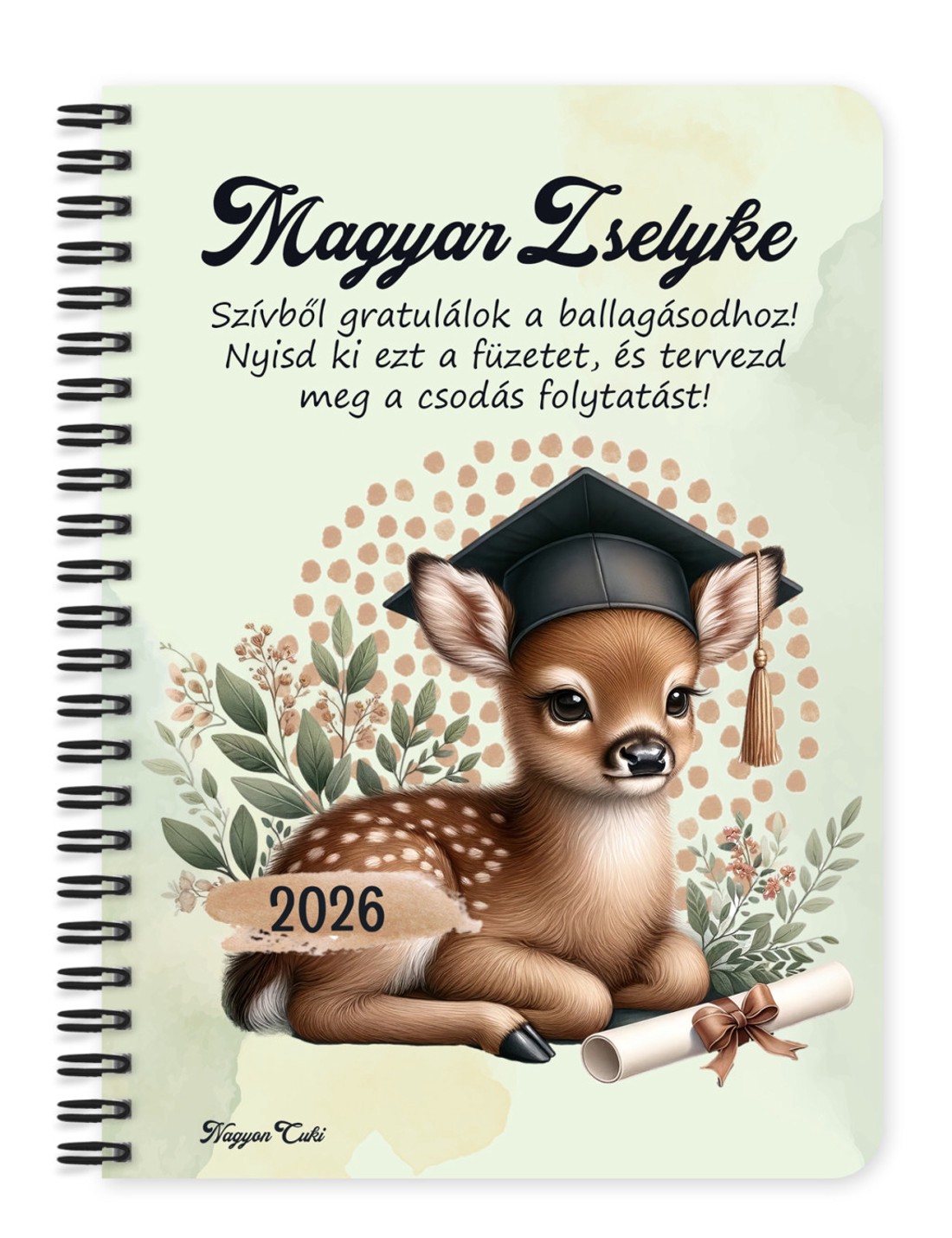 Személyre szabható - 2026 Ballagás - Szarvas mintás füzet - otthon & életmód - papír, írószer - jegyzetfüzet & napló - Meska.hu