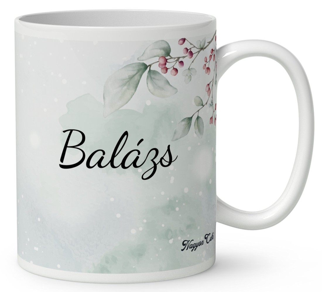 Névvel kérhető - Cuki téli borz egy kávéval mintás bögre - otthon & életmód - konyhafelszerelés, tálalás - tálalás - bögre & csésze - Meska.hu