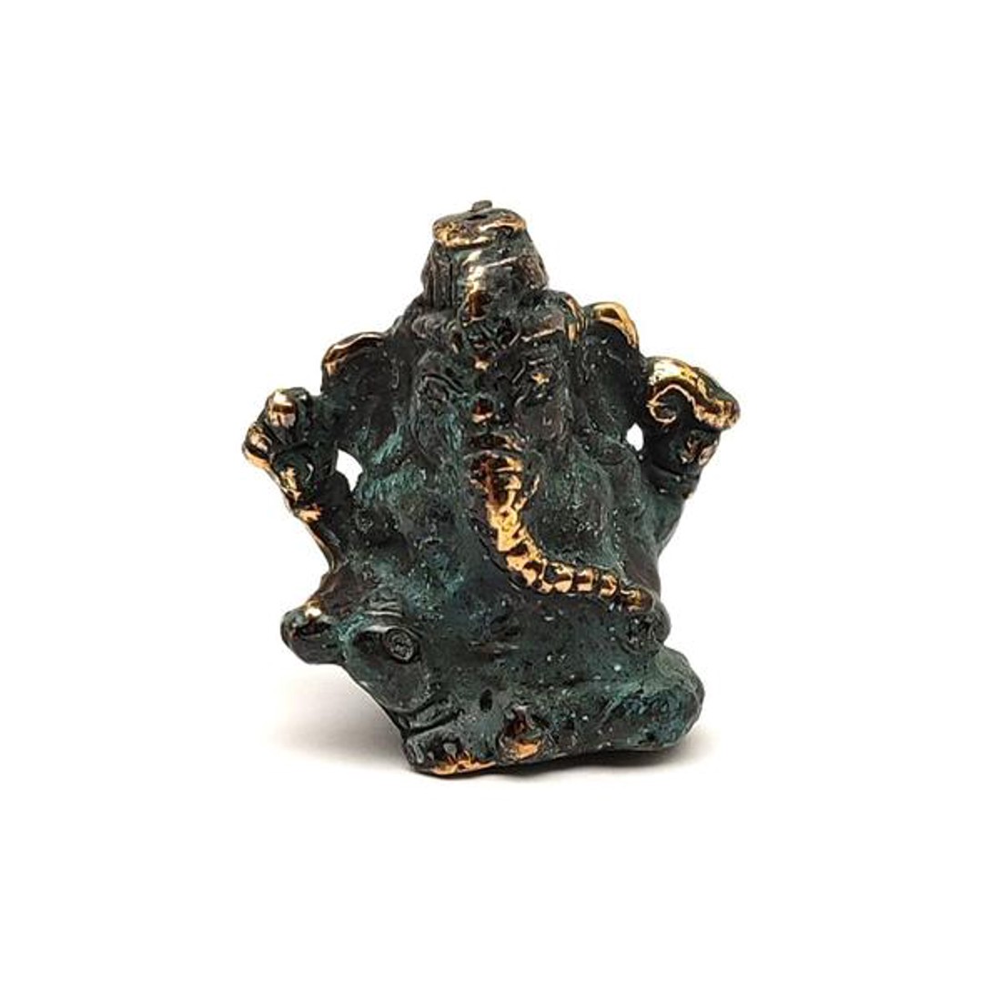 Réz figura Ganesha kék arany 3,5x3cm - otthon & életmód - dekoráció - spiritualitás - Meska.hu