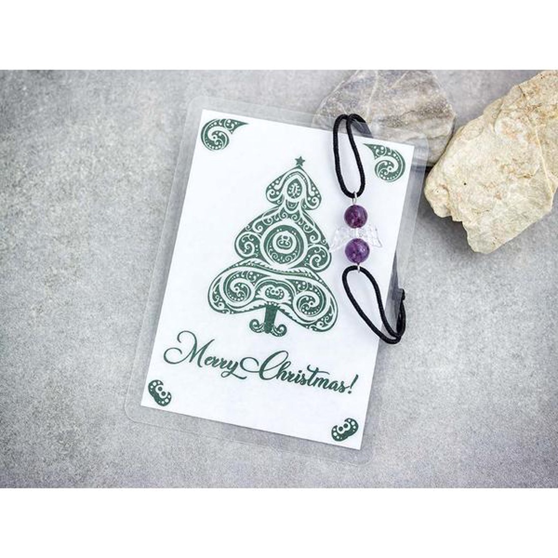 Merry Christmas ametiszt angyal karkötő - ékszer - karkötő - karkötő medállal - Meska.hu