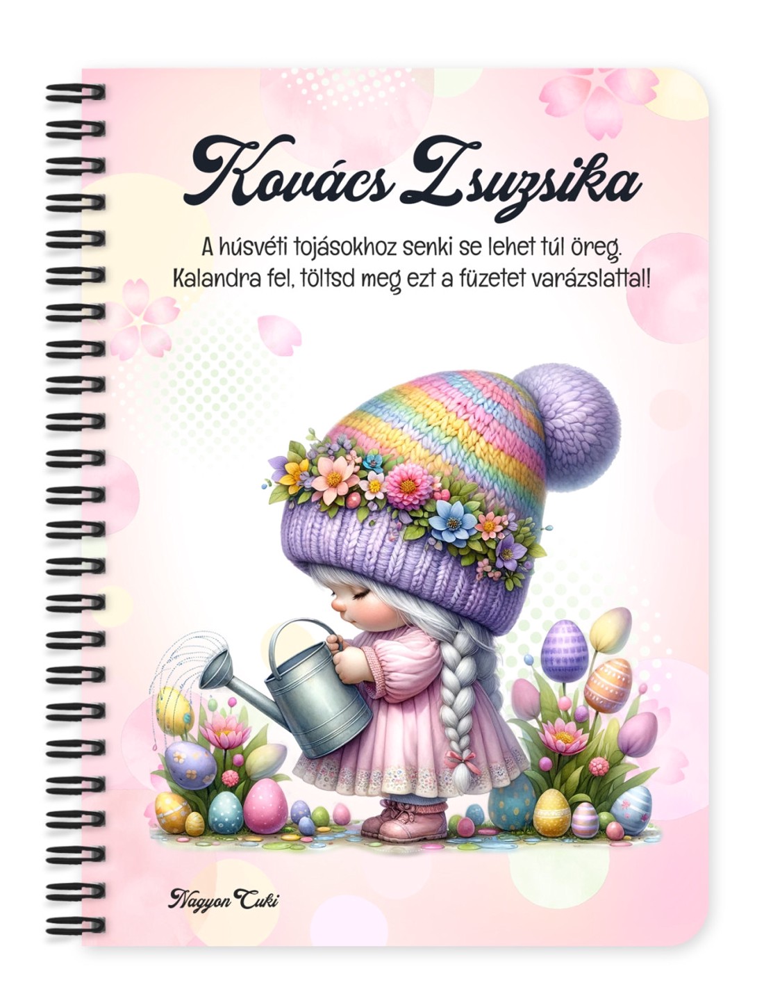 Személyre szabható - Locsoló Húsvéti manólány mintás A5-ös füzet - otthon & életmód - papír, írószer - jegyzetfüzet & napló - Meska.hu