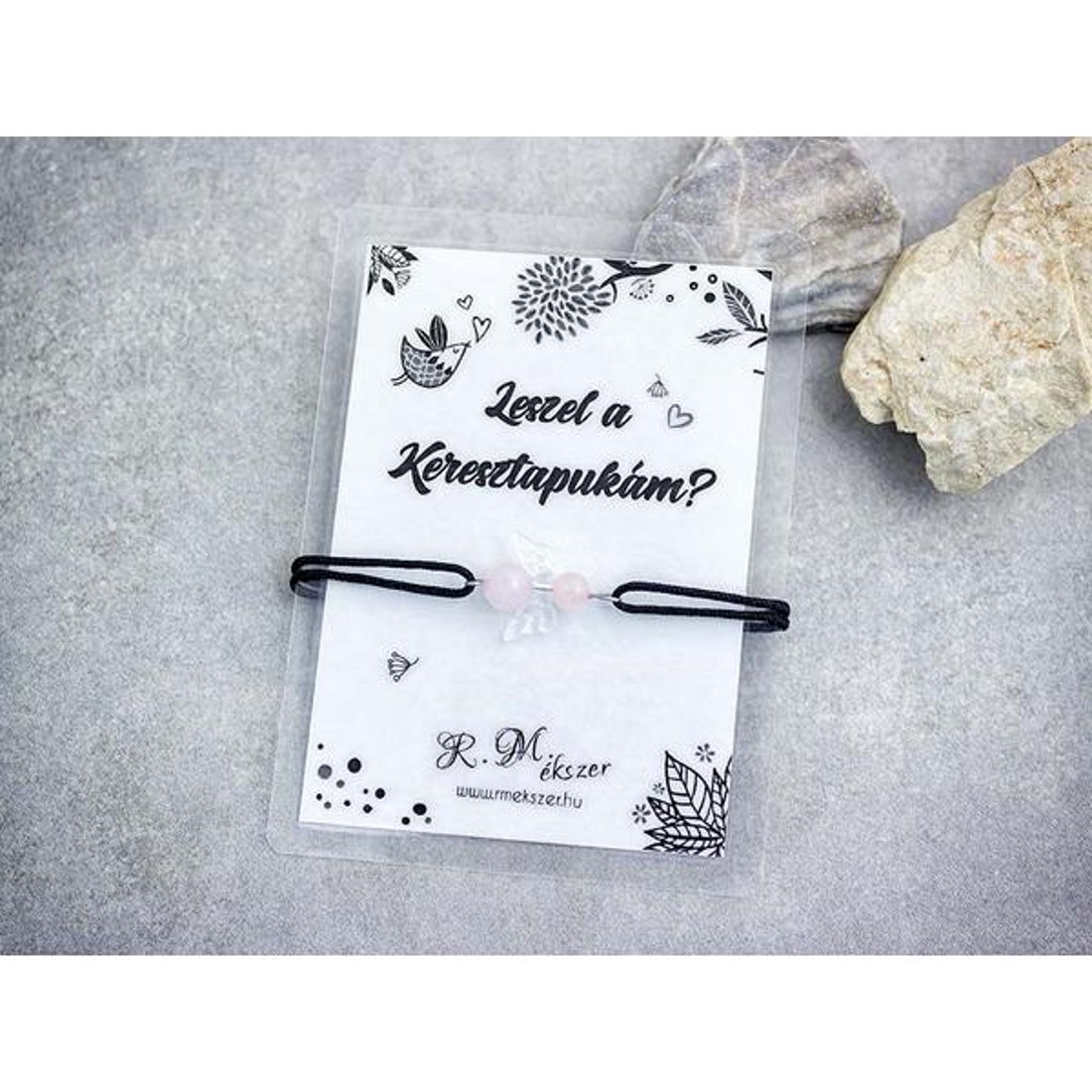 Leszel a Keresztapukám rózsakvarc angyal karkötő - ékszer - karkötő - karkötő medállal - Meska.hu