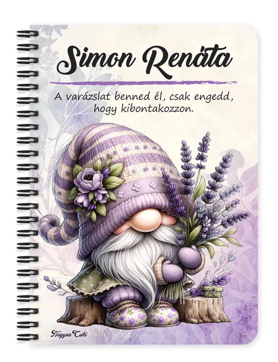 Személyre szabható - Édes Levendulás manó mintás A5-ös füzet - otthon & életmód - papír, írószer - jegyzetfüzet & napló - Meska.hu