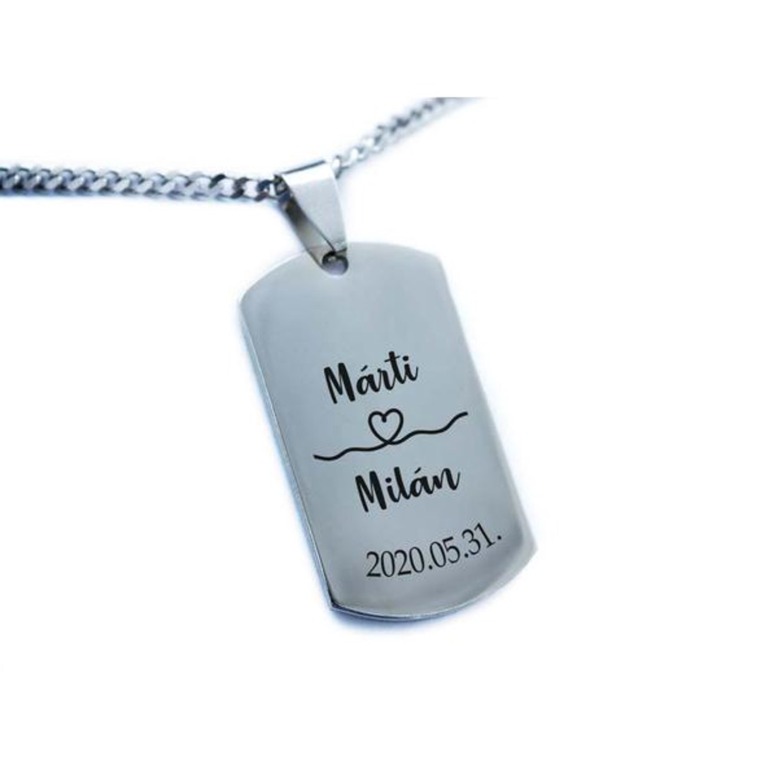 Mindig veled egyedi acél téglalap medálos nyaklánc - ékszer - nyaklánc - medálos nyaklánc - Meska.hu