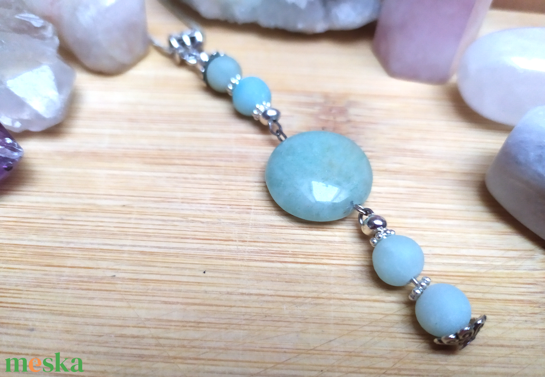 Amazonit függő medál A szív harmóniájának, szeretetnek és bölcsességnek köve  - ékszer - nyaklánc - medálos nyaklánc - Meska.hu