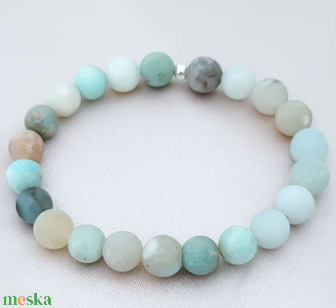 Amazonit ásvány karkötő  nyugalom és harmónia energiája - ékszer - karkötő - ásványkarkötő - Meska.hu